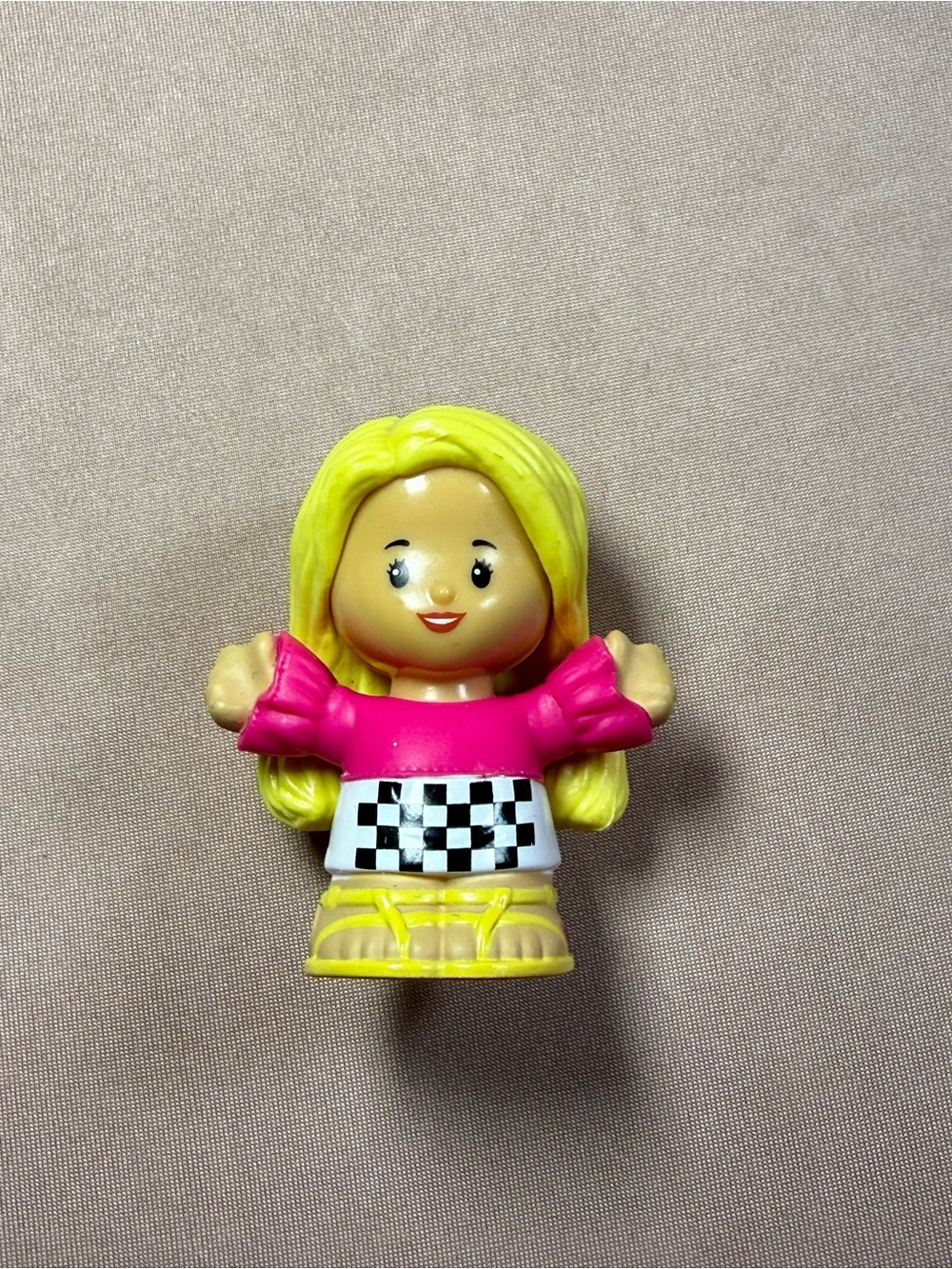 Fisher-Price Little People 2022 Barbie Blonde Race Car Driver Figurine Kid's Toy